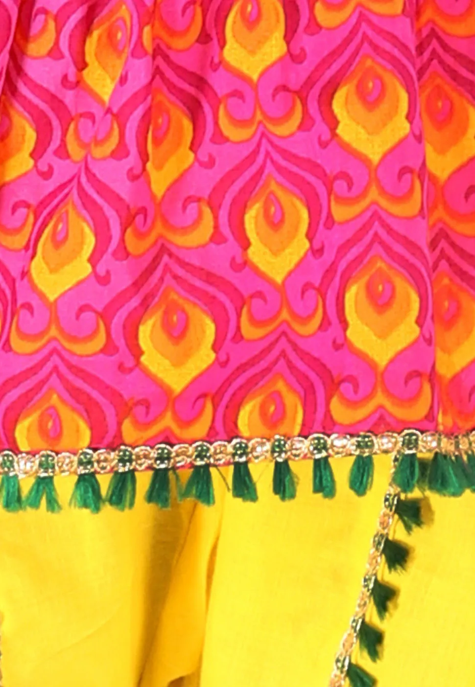 Printed Cotton Top N Dhoti Pant in Pink and Mustard