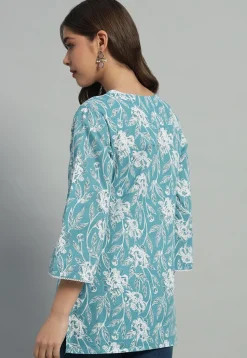 Printed Cotton Tunic in Blue