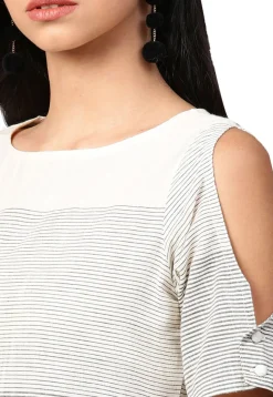 Printed Cotton Tunic in Grey and Off White