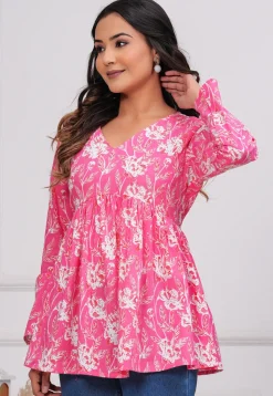 Printed Cotton Tunic in Pink