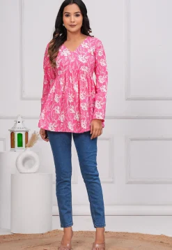 Printed Cotton Tunic in Pink