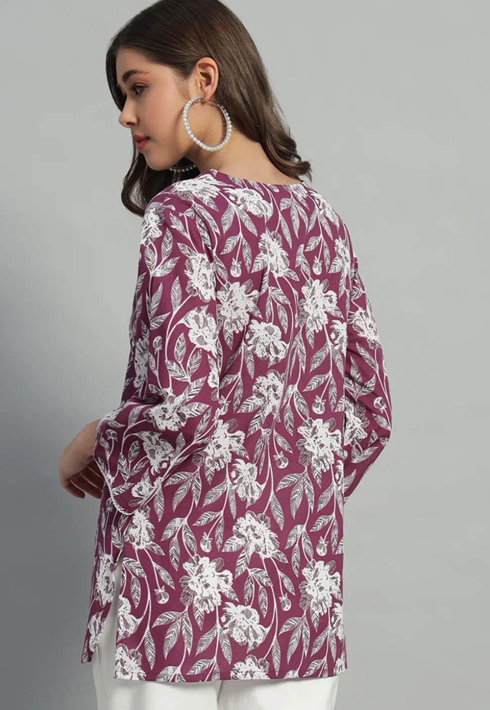 Printed Cotton Tunic in Purple