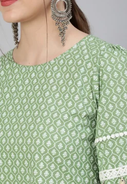 Printed Cotton Tunic in Pastel Green