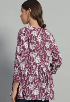 Printed Cotton Tunic in Purple