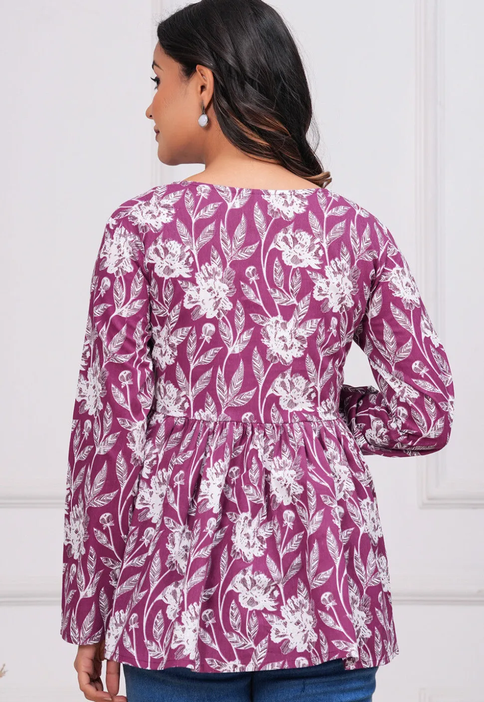 Printed Cotton Tunic in Purple