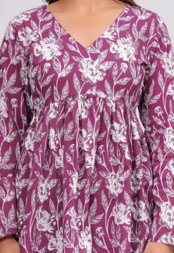 Printed Cotton Tunic in Purple