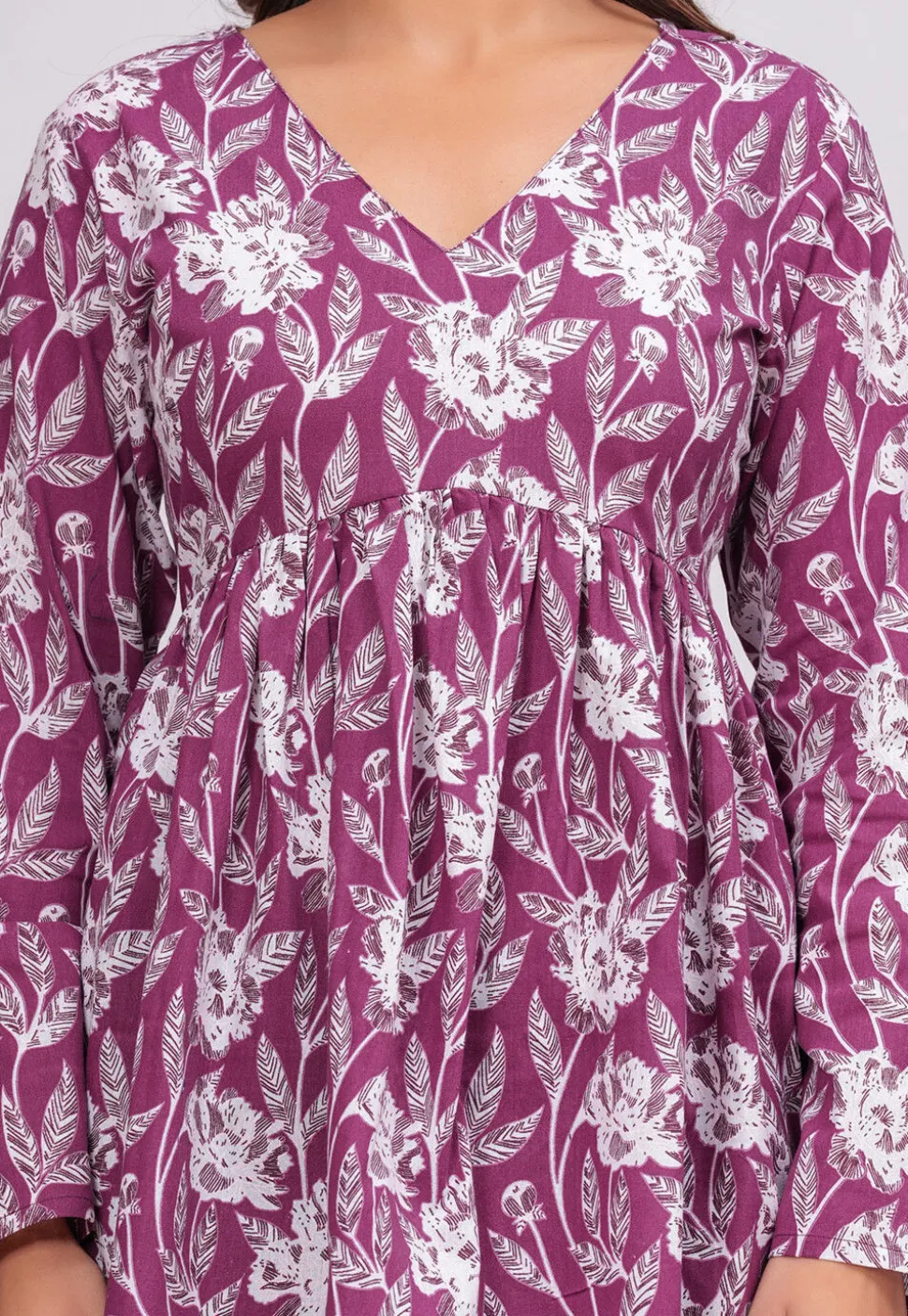 Printed Cotton Tunic in Purple