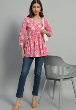 Printed Cotton Tunic in Pink