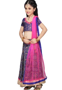 Printed Crepe Lehenga Sets in Blue