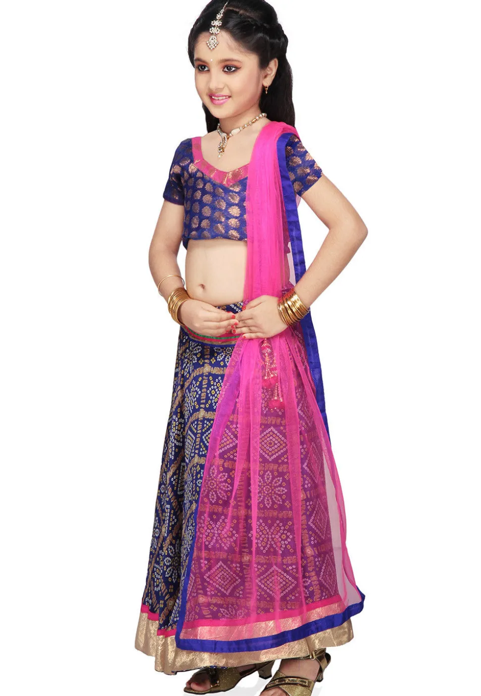 Printed Crepe Lehenga Sets in Blue
