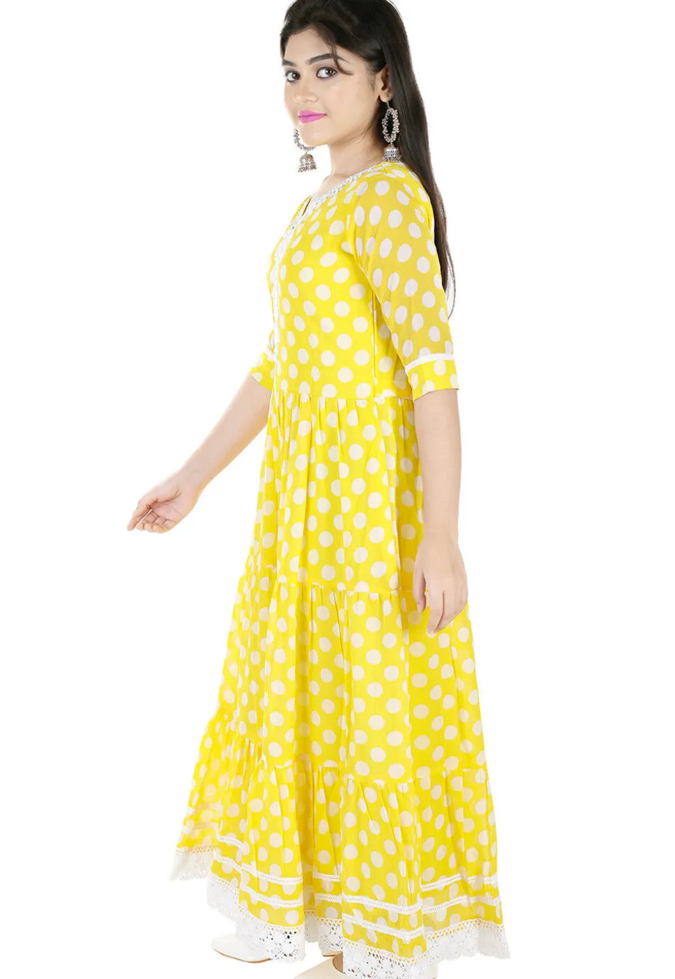 Printed Georgette Gown in Yellow