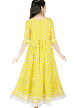 Printed Georgette Gown in Yellow