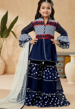 Printed Georgette Pakistani Suit in Navy Blue