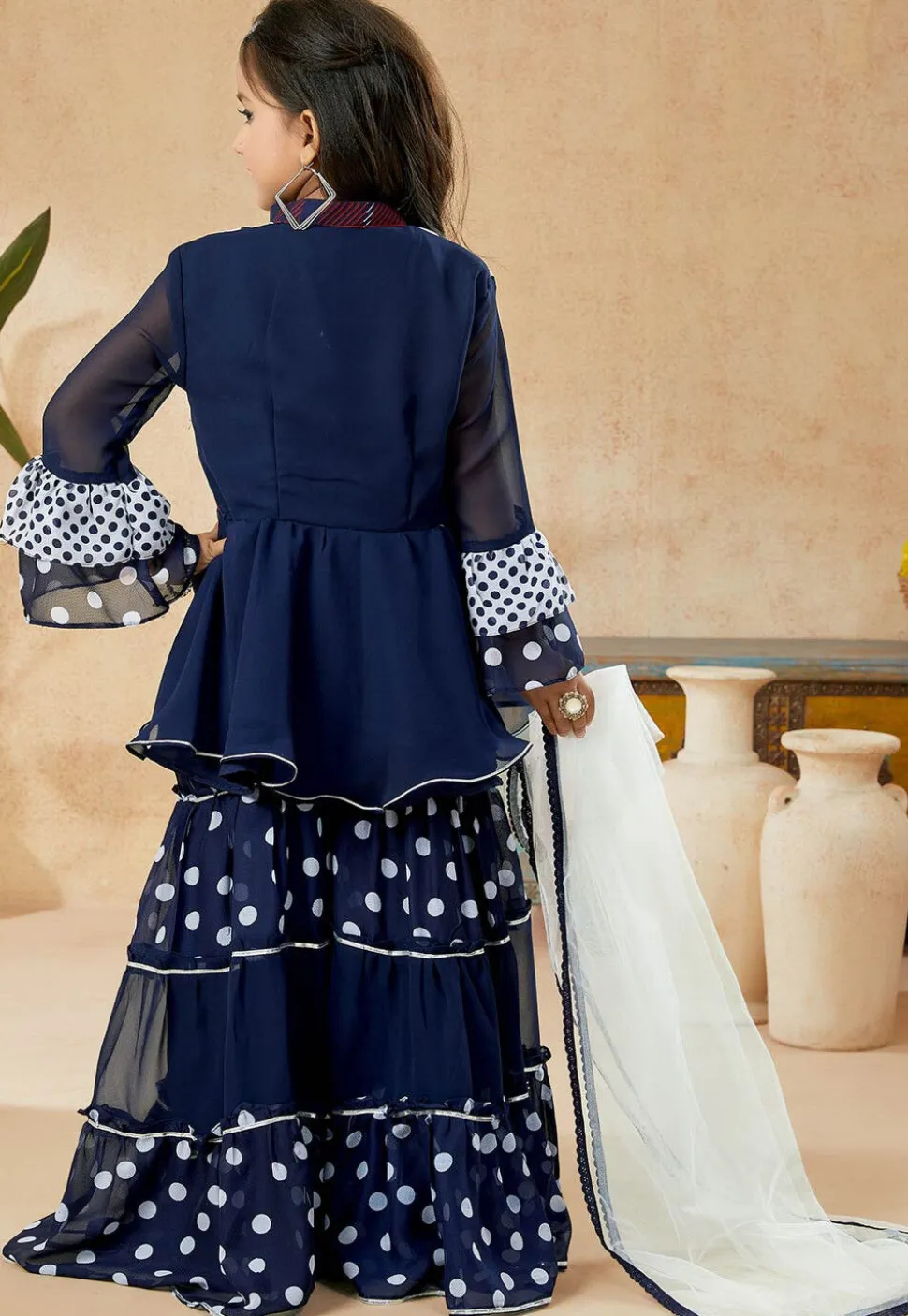 Printed Georgette Pakistani Suit in Navy Blue