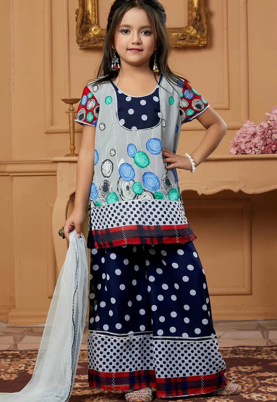 Printed Georgette Pakistani Suit in Grey