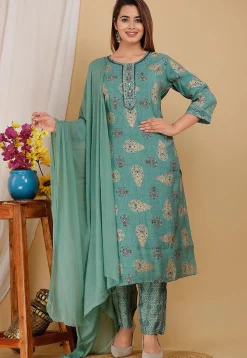 Printed Georgette Pakistani Suit in Light Blue