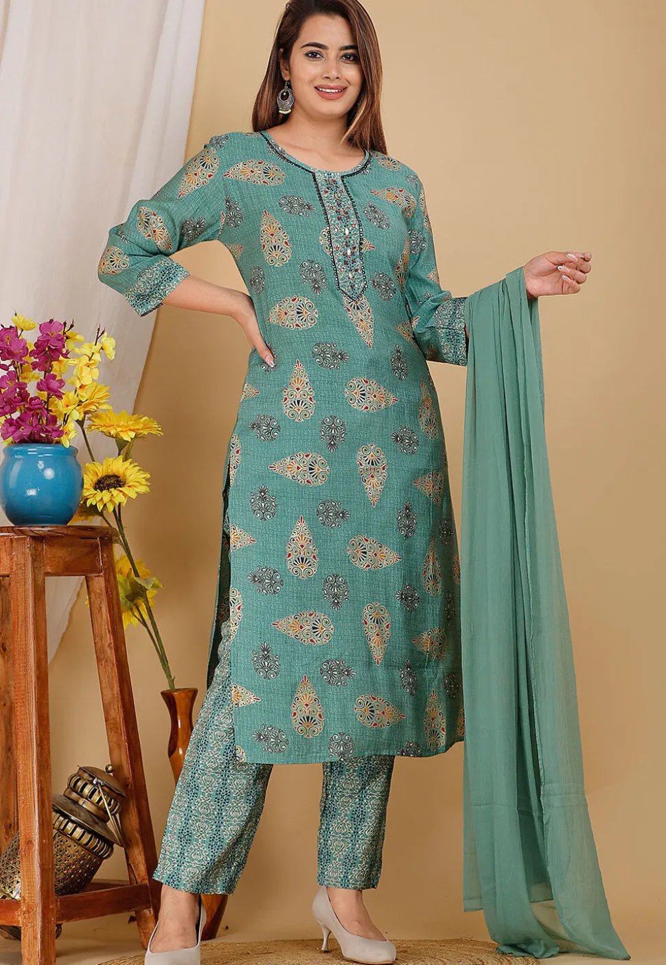 Printed Georgette Pakistani Suit in Light Blue