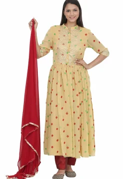 Printed Georgette Pakistani Suit in Beige