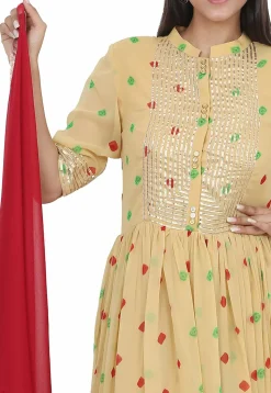 Printed Georgette Pakistani Suit in Beige