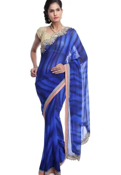 Printed Georgette Saree in Blue