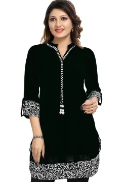 Printed Georgette Tunic in Black