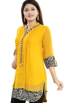 Printed Georgette Tunic in Mustard