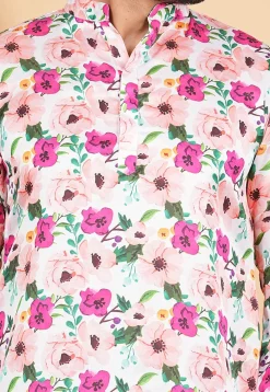 Printed Modal Satin Co Ord Set in Peach