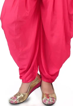 Printed Net and Bhagalpuri Silk Top Set in Pink and Beige