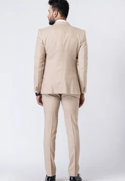 Printed Polyester Tuxedo in Beige