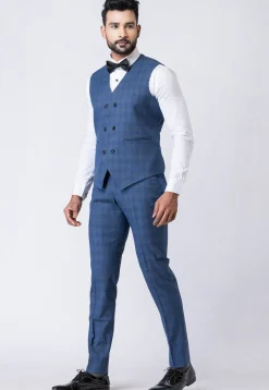 Printed Polyester Tuxedo in Blue