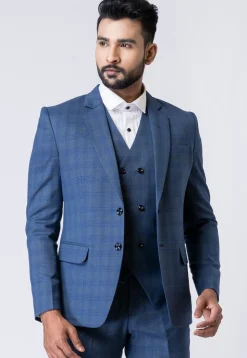 Printed Polyester Tuxedo in Blue