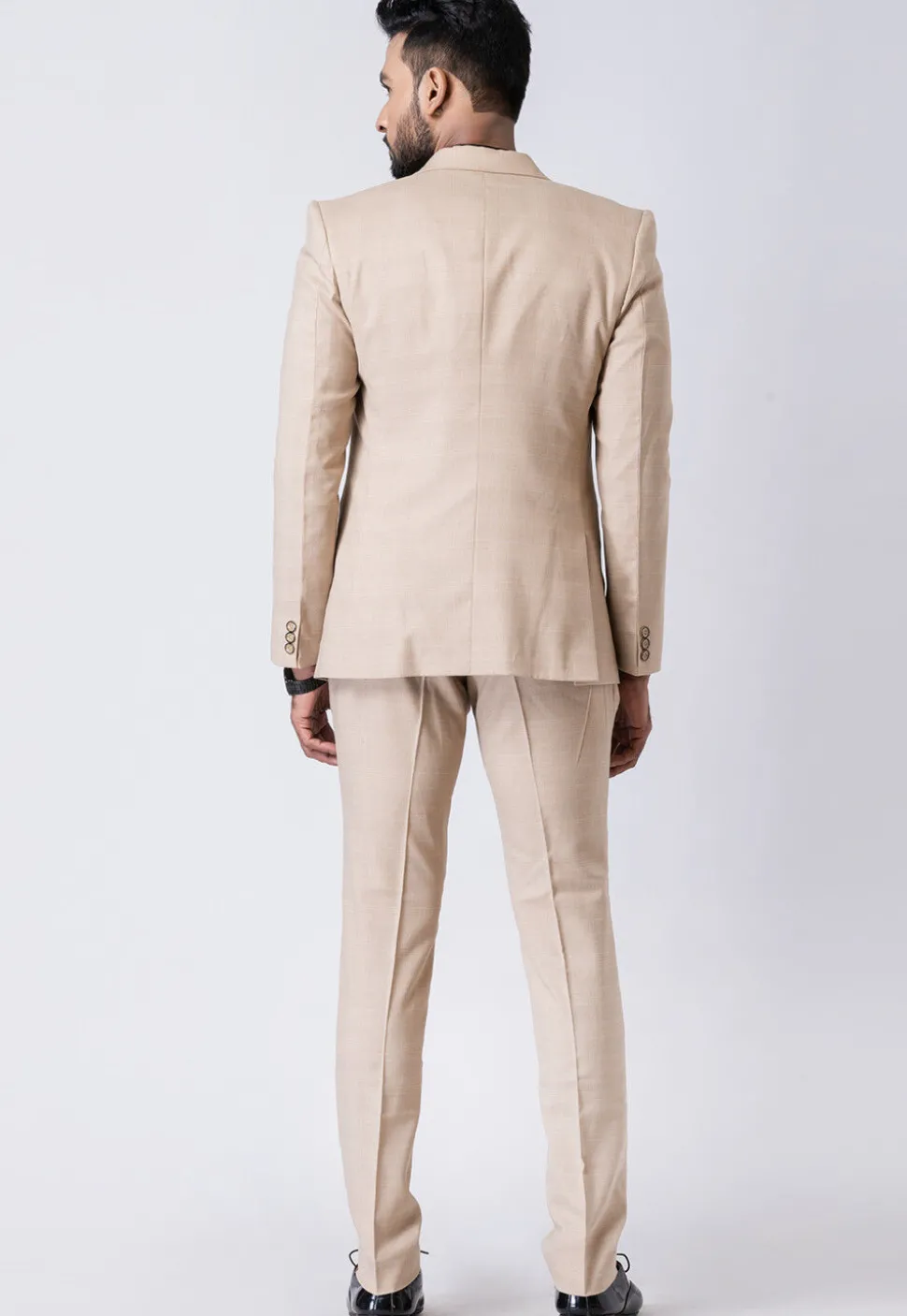 Printed Polyester Tuxedo in Beige