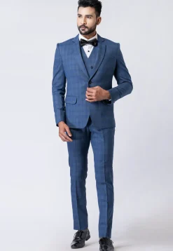 Printed Polyester Tuxedo in Blue