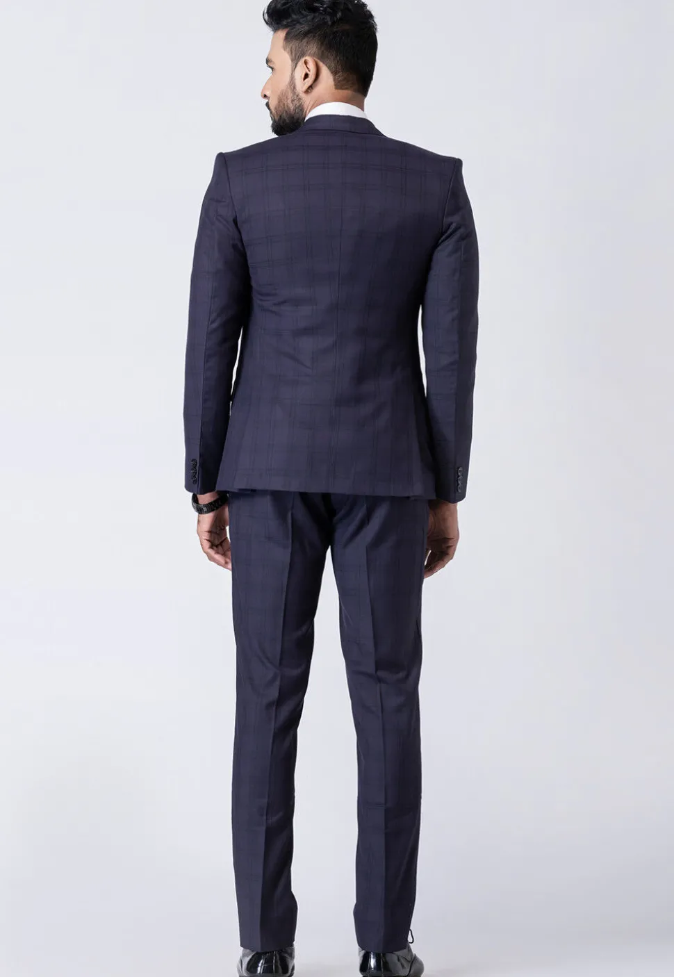Printed Polyester Tuxedo in Navy Blue