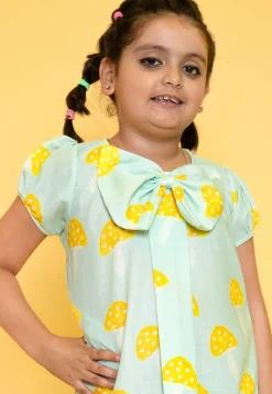 Printed Pure Cotton Aline Dress in Pastel Green
