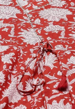 Printed Pure Cotton Aline Suit in Red