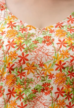 Printed Pure Cotton Aline Dress in Multicolor