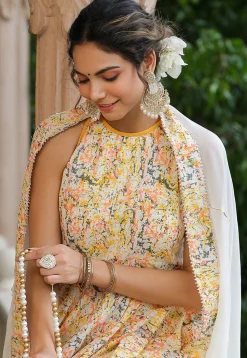 Printed Pure Cotton Aline Suit in Multicolor