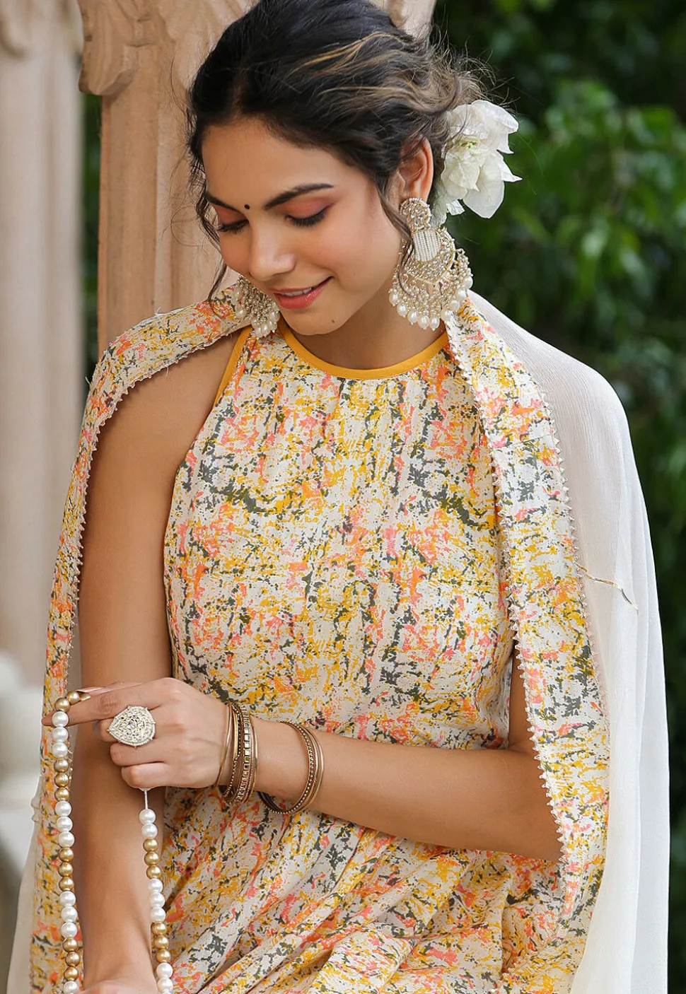 Printed Pure Cotton Aline Suit in Multicolor