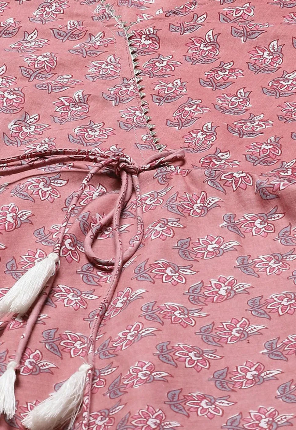 Printed Pure Cotton Aline Suit in Pink