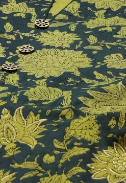 Printed Pure Cotton Aline Suit in Dark Green