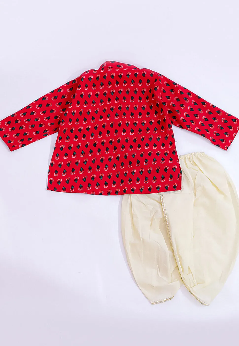 Printed Pure Cotton Kurta Set in Red