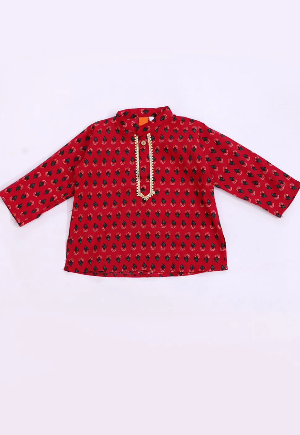 Printed Pure Cotton Kurta Set in Red
