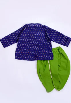 Printed Pure Cotton Kurta Set in Dark Blue