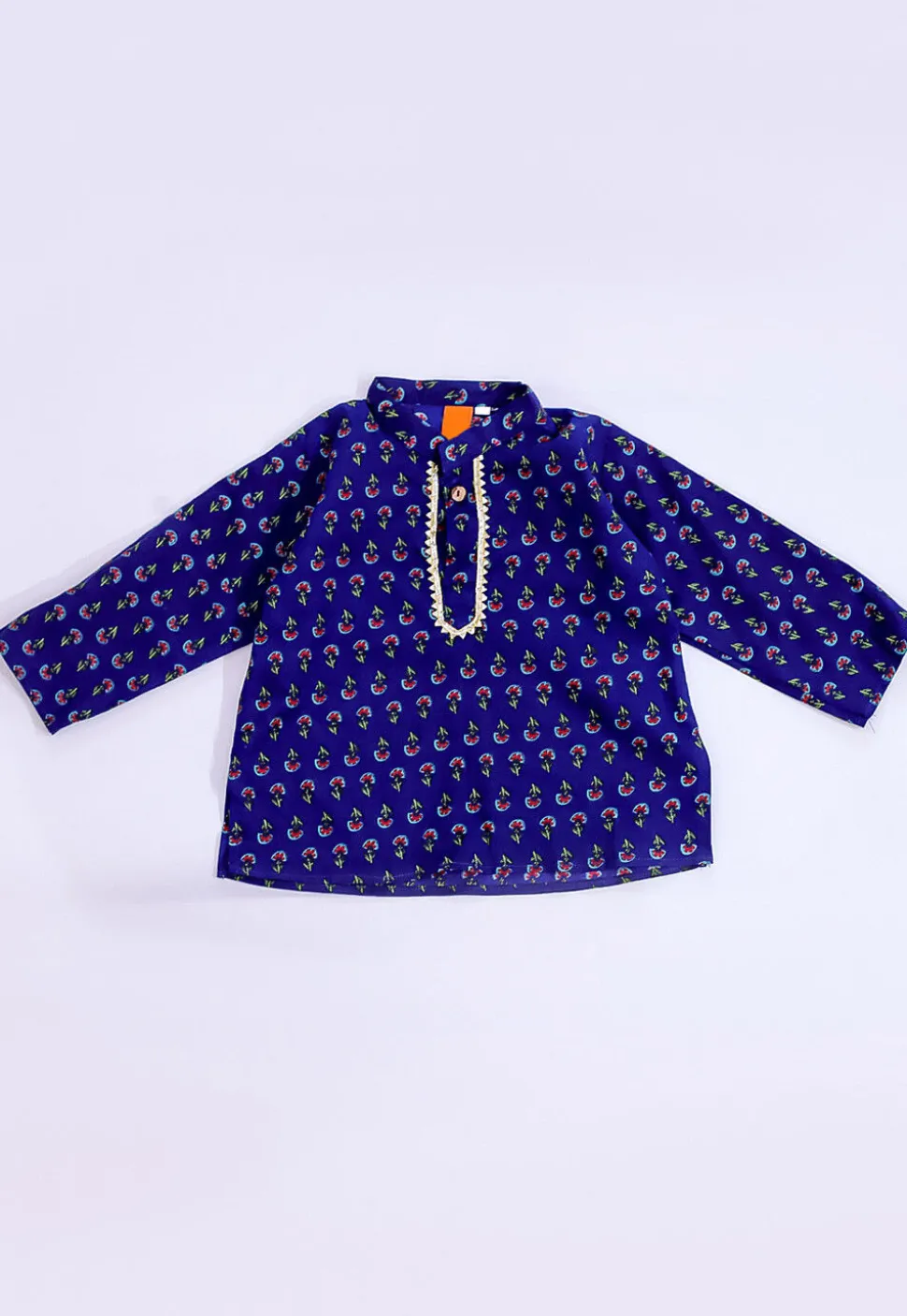 Printed Pure Cotton Kurta Set in Dark Blue