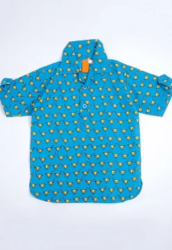 Printed Pure Cotton Kurta Set in Teal Blue