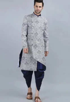 Printed Pure Cotton Kurta Jacket Set in White