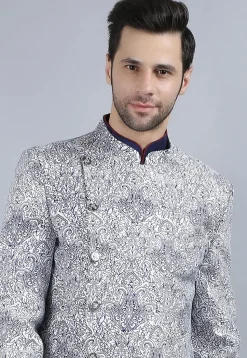 Printed Pure Cotton Kurta Jacket Set in White