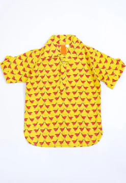 Printed Pure Cotton Kurta Set in Yellow