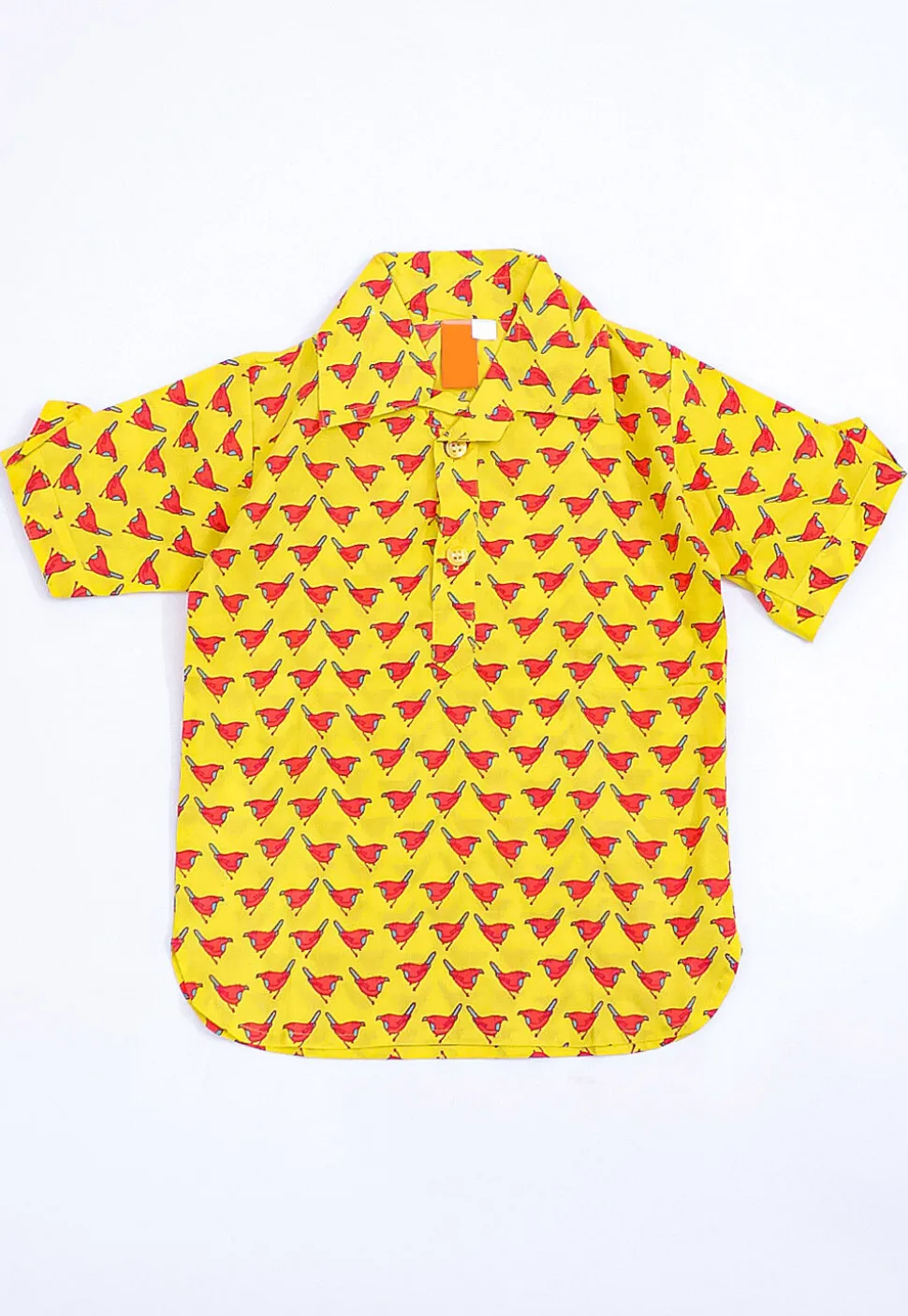 Printed Pure Cotton Kurta Set in Yellow